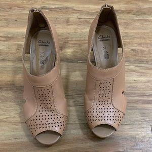 Clark’s Beige Peep Toe Booties